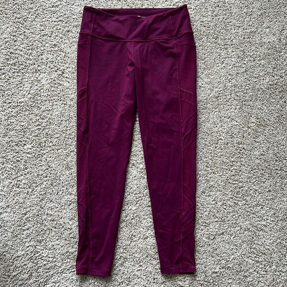 Victoria's Secret Pants - Victoria’s Secret Women’s Burgundy Victoria Sport Athletic Mesh Leggings Sz L